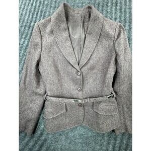 Devon Hall Blazer Womens 10 Button‎ Up Jacket Suit Belted Collared USA Made